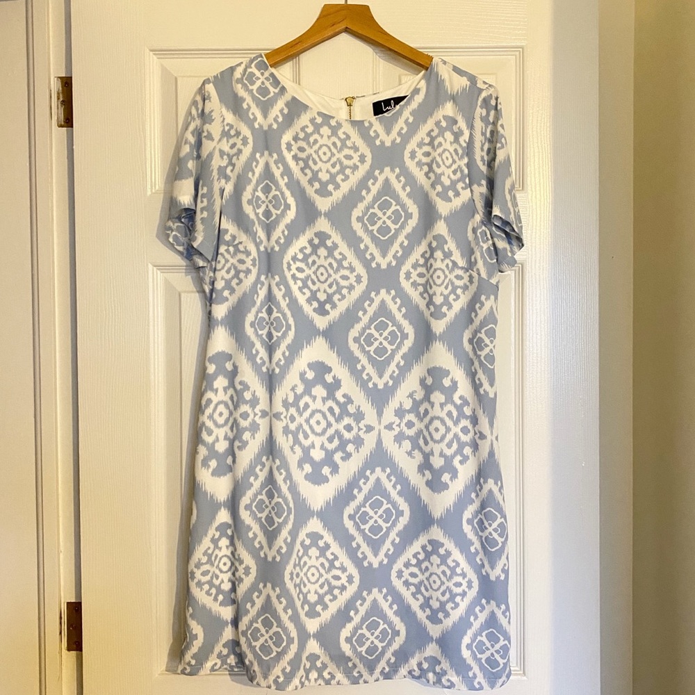 Lulu’s White & Blue T Shirt Dress XL